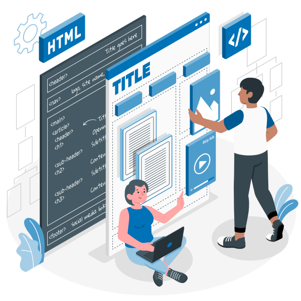 People building SEO friendly text on computer
