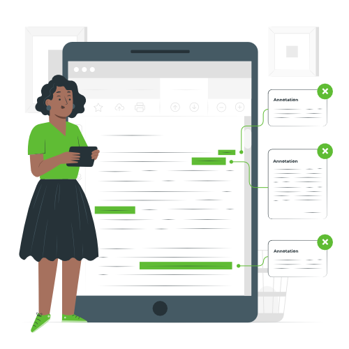 Woman typing copy on tablet