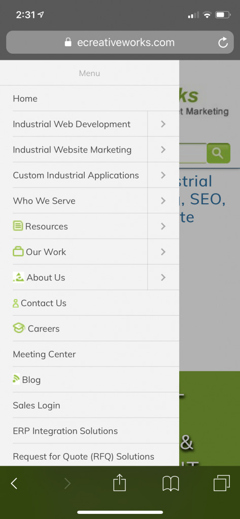 Mobile Responsible Menu
