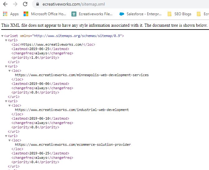 xml sitemap examole