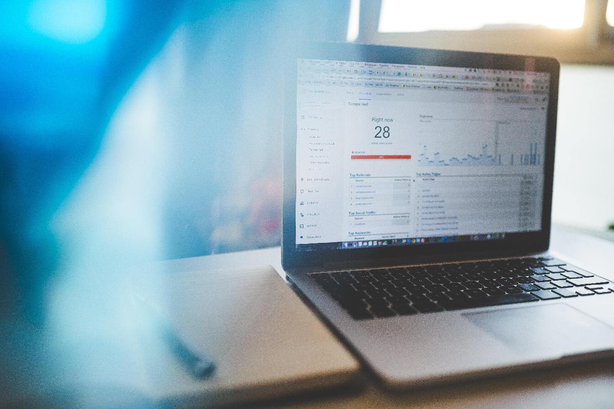 Laptop open with Google Analytics on screen