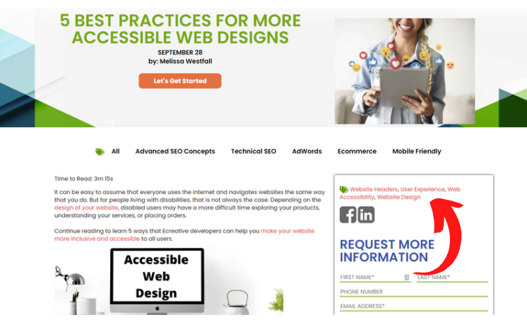 Where to find blog tags on the ECW blog