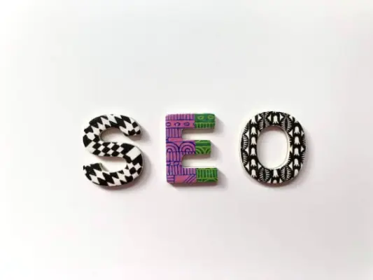 Colorful letters spell SEO