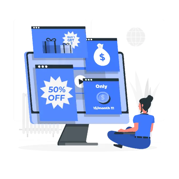 paid advertising graphic examples on a computer screen