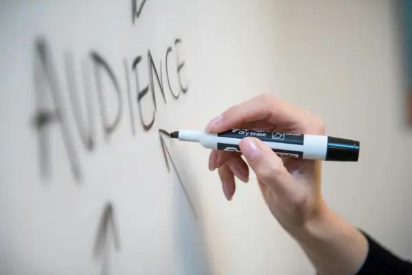 Image of the word audience on a white board