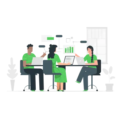 team researching for keywords