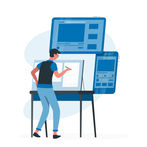 illustration of person planning website content