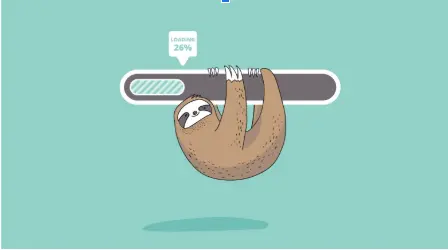 A sloth hangs onto a slow-moving website load bar