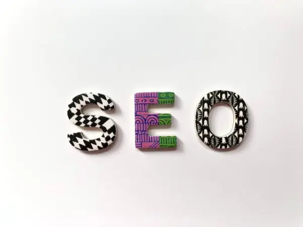 Multicolored letters spell out SEO