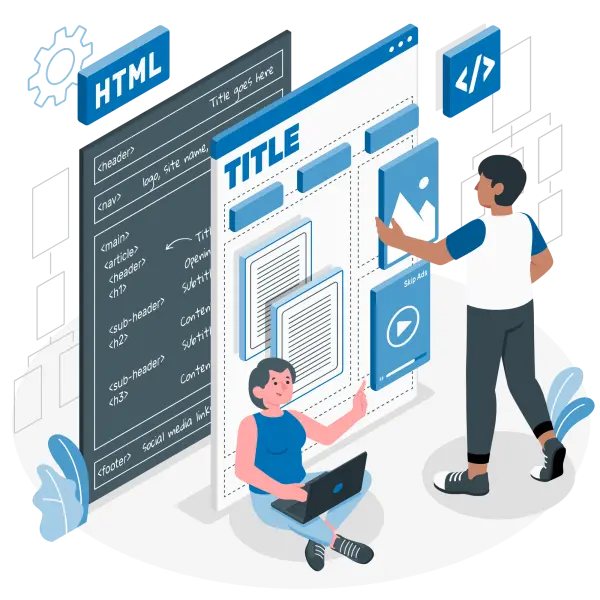 People building SEO friendly text on computer