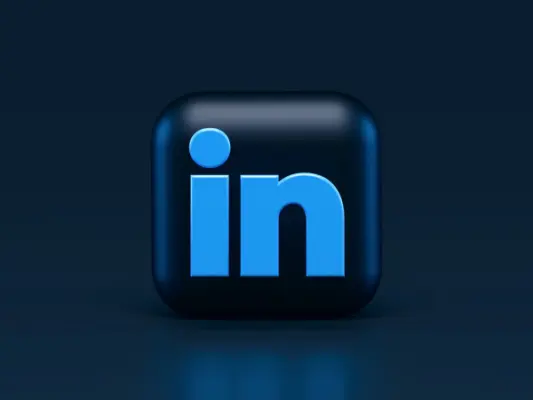 The LinkedIn logo over a black background